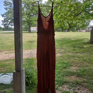 Woman's size medium Rusty Orange Boho Bell Leg Jumpsuit Patrons of Peace